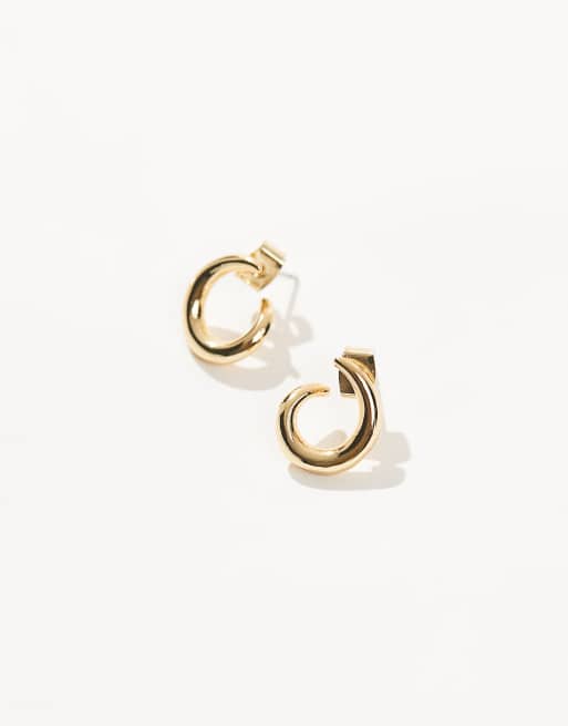 ASOS DESIGN - 14k vergulde oorbellen met gedraaide cirkel in goud, 2 van 3