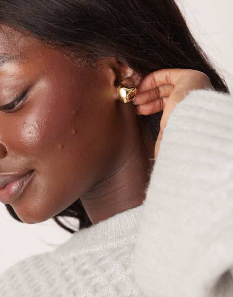 ASOS DESIGN - 14k vergulde oorknopjes met bolle hartjes - view 1