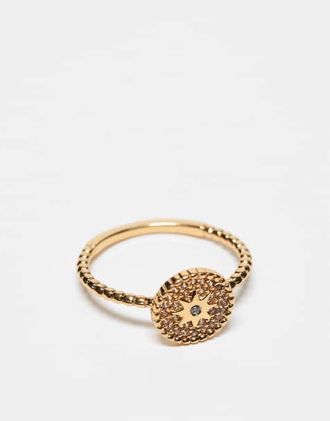 ASOS DESIGN - 14k vergulde ring met zirkonia kristallen - view 1