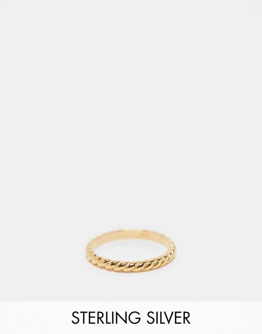 ASOS DESIGN - 14k vergulde ring van sterling zilver met touw-ontwerp