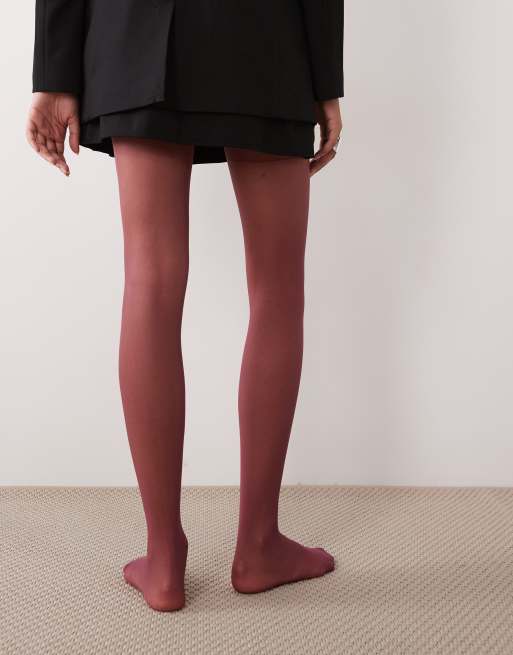 ASOS DESIGN 15 DEN Strumpfhose in Burgunderrot, 2 von 3