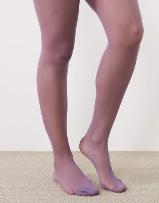 ASOS DESIGN 15 denier tights in lilac, 2 of 3