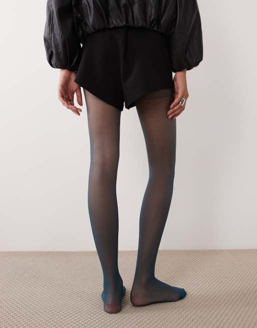 ASOS DESIGN 15 denier tights in teal, 3 of 3