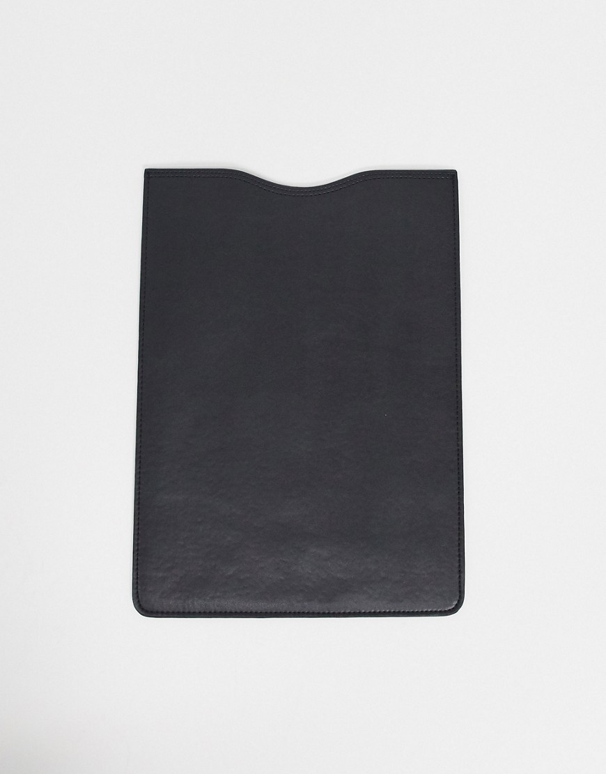ASOS DESIGN 15 inch tablet sleeve in black faux leather