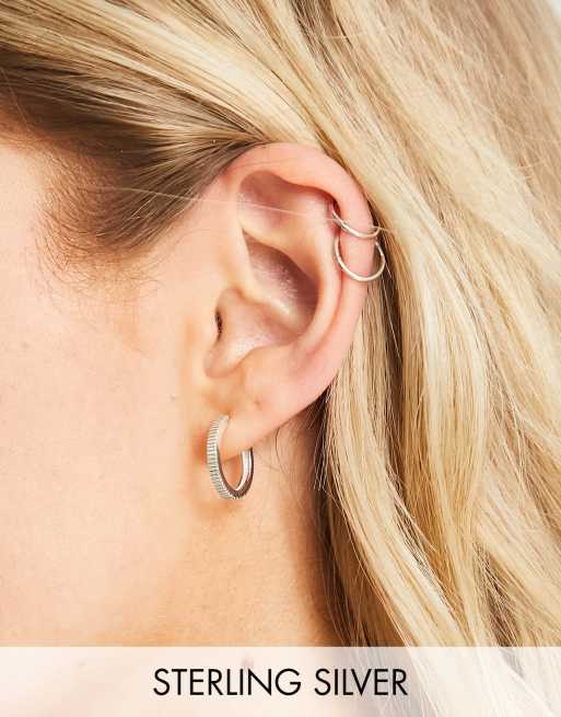 ASOS DESIGN – 17-milimetrowe kolczyki-kółka ze srebra wysokiej próby, z ozdobną krawędzią