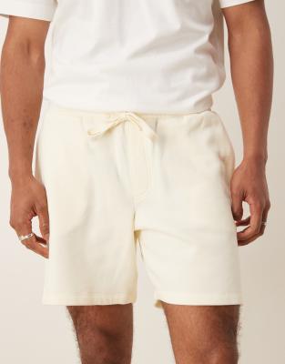 Asos Design 17cm Inseam Poly Cotton Shorts In White