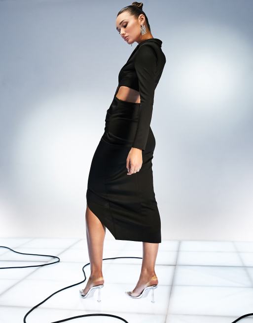 ASOS DESIGN - 2-delige smokingjurk met korset in zwart, 3 van 4