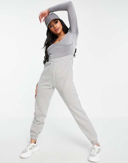 Grey 90S Body Print High Leg Bodysuit