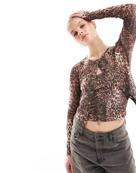 ASOS DESIGN 2 in 1 cardigan and cami top in leopard print - view 1