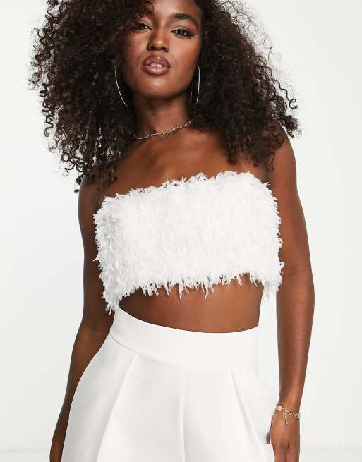 White tube cheap top jumpsuit