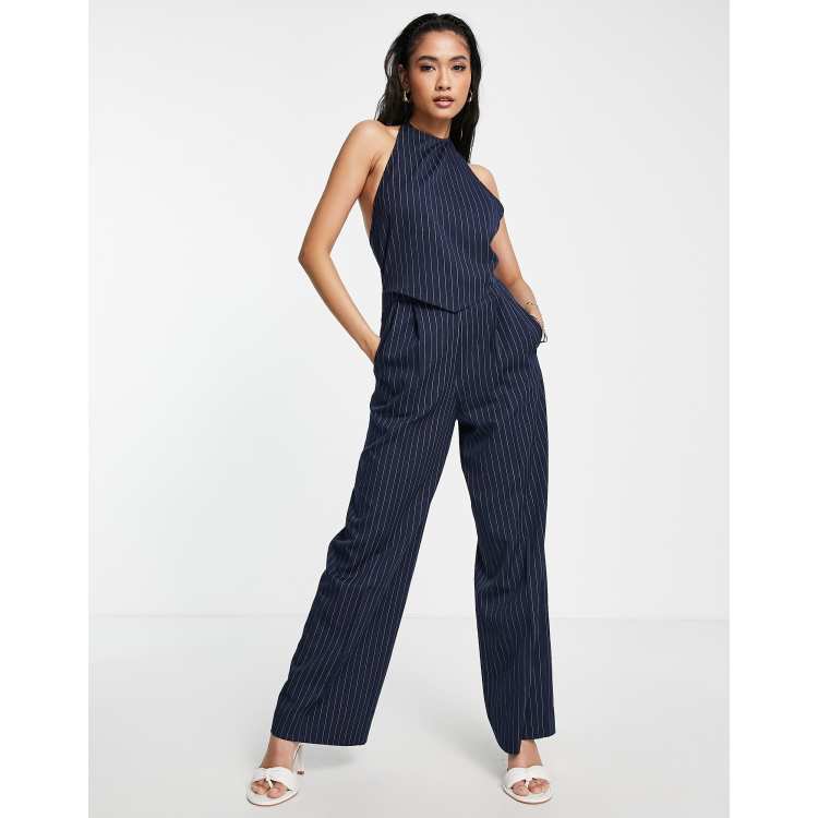 ASOS DESIGN square neck flare leg tailored jumpsuit in black