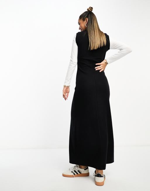 ASOS DESIGN 2 in 1 long sleeve maxi dress in black