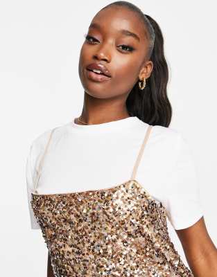 asos black and gold sequin dress