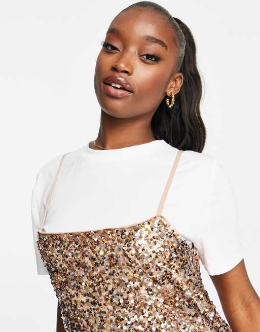 Rose gold hotsell sequin top dress