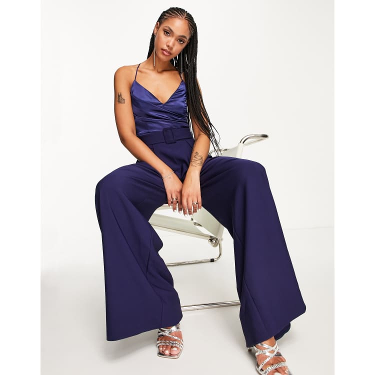 Navy store silk jumpsuit