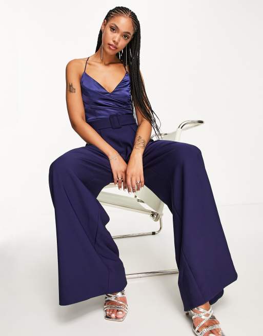 Unique21 corset wide leg jumpsuit in black