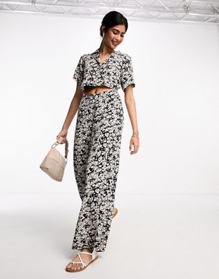ASOS DESIGN 2 in 1 shirt jumpsuit in ditsy floral