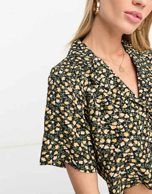 ASOS DESIGN 2 in 1 shirt jumpsuit in yellow floral print, 4 of 4