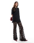 [ASOS DESIGN] ASOS DESIGN 2 in 1 t-shirt and lace jumpsuit in black XS BLACK