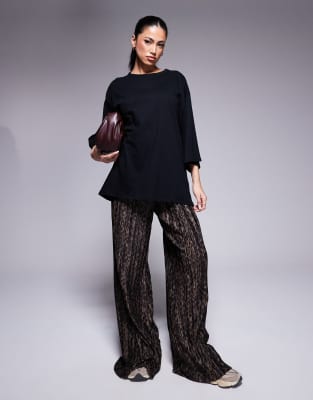 Asos Design 2 In 1 T-Shirt And Plisse Jumpsuit In Animal Print-Multi
