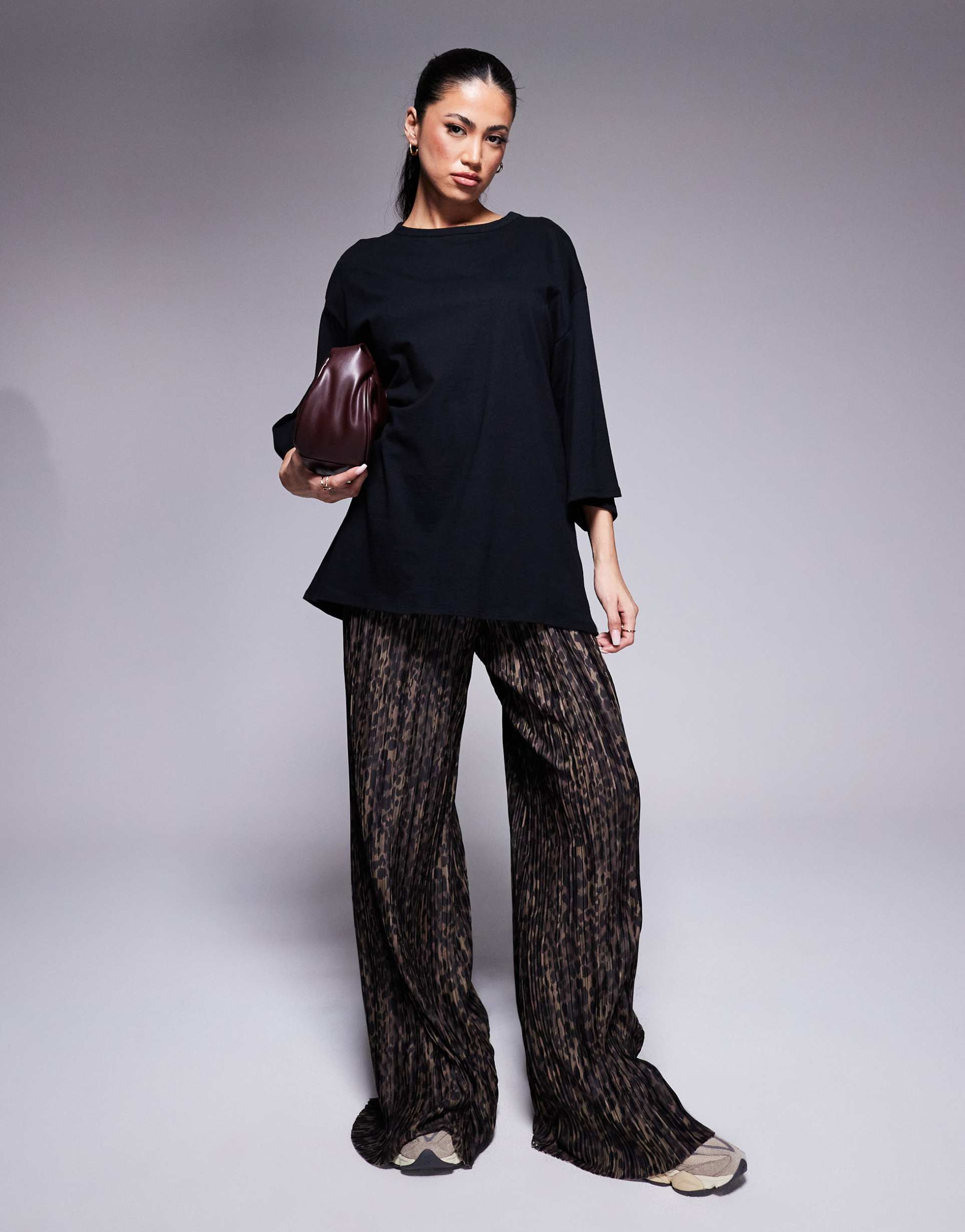 asos design 2 in 1 t-shirt and plisse jumpsuit in animal print