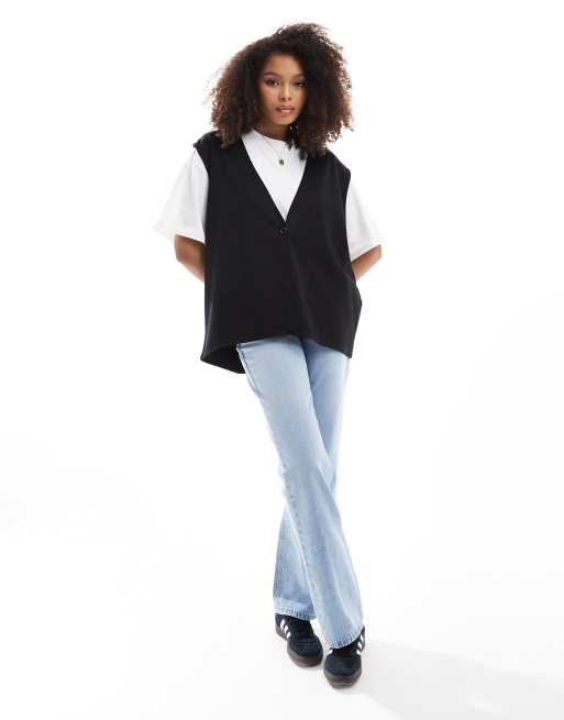 ASOS DESIGN - 2-in-1 T-shirt met gilet in zwart en wit, 4 van 4