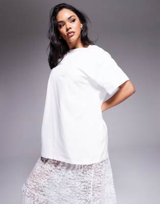 Asos Design 2-in-1 T-shirt Midi Dress With Tiered Lace Skirt In Multi