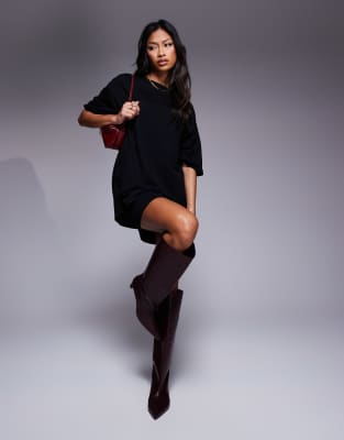 ASOS DESIGN 2 in 1 T-shirt mini dress in black