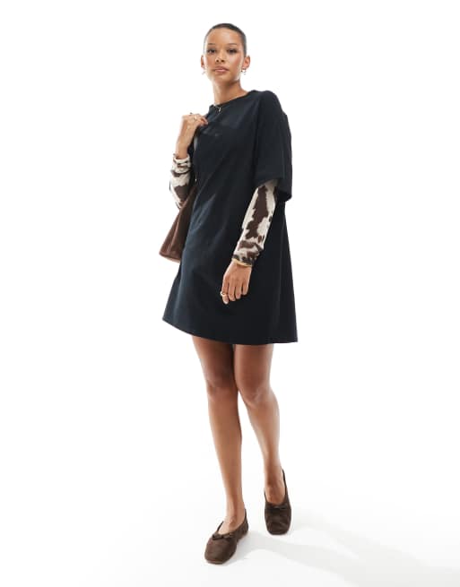 ASOS DESIGN 2 in 1 T-shirt mini dress with cow print sleeves
