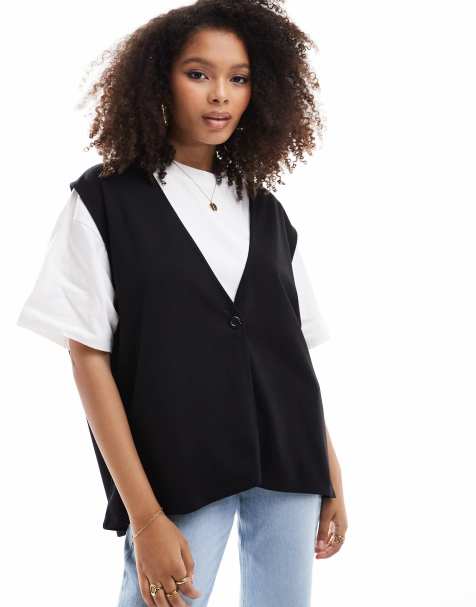 ASOS DESIGN 2-in 1 T-shirt with vest in black and white - view 1