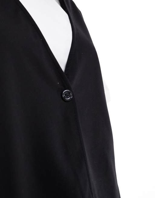 ASOS DESIGN 2 in 1 t-shirt with waistcoat in black and white, 3 of 4