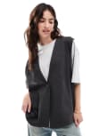 [ASOS DESIGN] ASOS DESIGN 2 in 1 waistcoat and t-shirt in grey and white-Multi S Grey & White