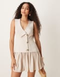 [ASOS DESIGN] ASOS DESIGN 2 in 1 waistcoat mini dress in vanilla cream-White 6 Vanilla cream