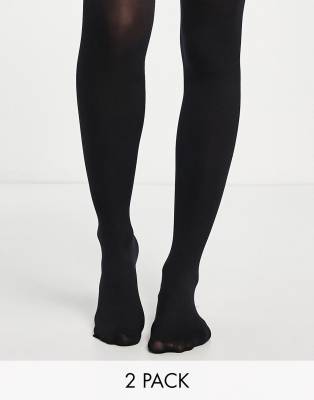 ASOS DESIGN 2 pack 120 denier tights in black