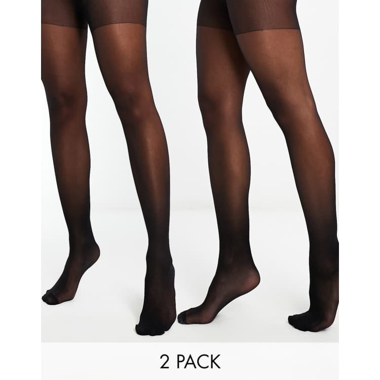 Vero Moda 20 denier 2 pack tights in black