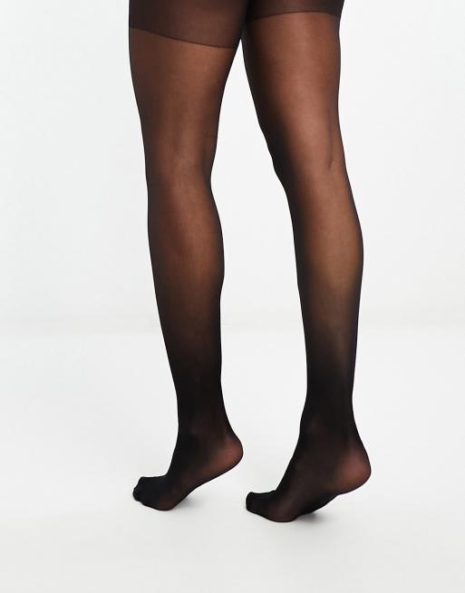 ASOS DESIGN Curve 2 pack 60 denier tights in super stretch fit in black