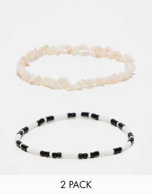 ASOS DESIGN ASOS DESIGN 2 pack anklet with faux shells-Multi