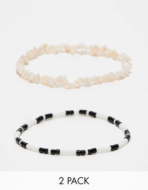  ASOS DESIGN 2 pack anklet with faux shells