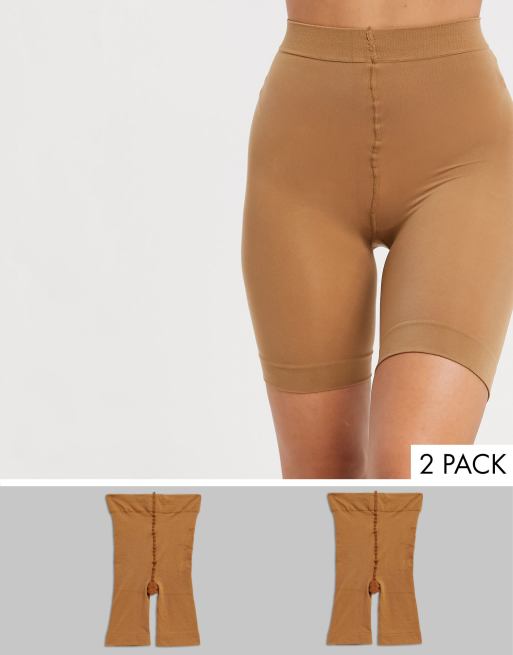 ASOS DESIGN 2 pack anti-chafing shorts in golden bronze