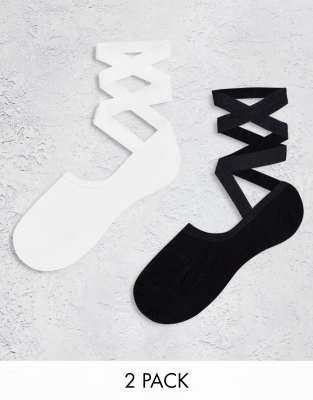 ASOS DESIGN 2 pack ballet tie up detail pop socks | ASOS