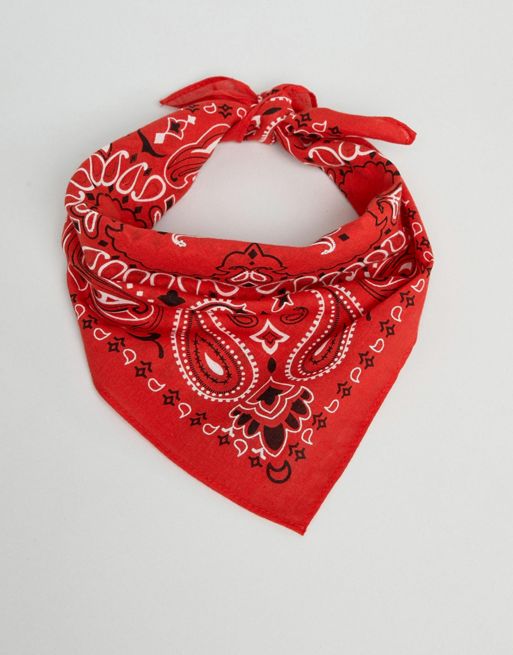 ASOS DESIGN 2 pack bandana in red paisley and white paisley