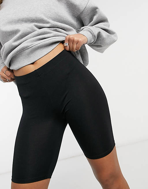 ASOS DESIGN 2-pack basic legging shorts in black
