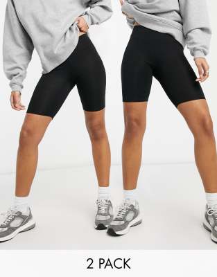 Asos Design Hourglass 2 Pack Basic Legging Shorts In Black