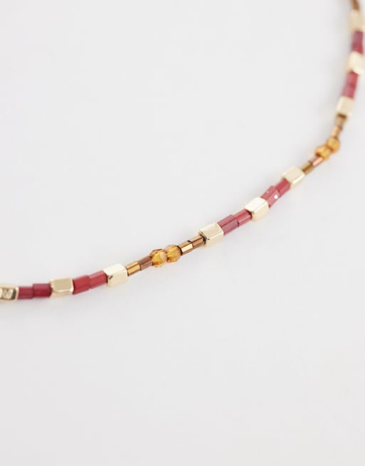 ASOS DESIGN 2 pack beaded chain necklace in gold, 2 of 3