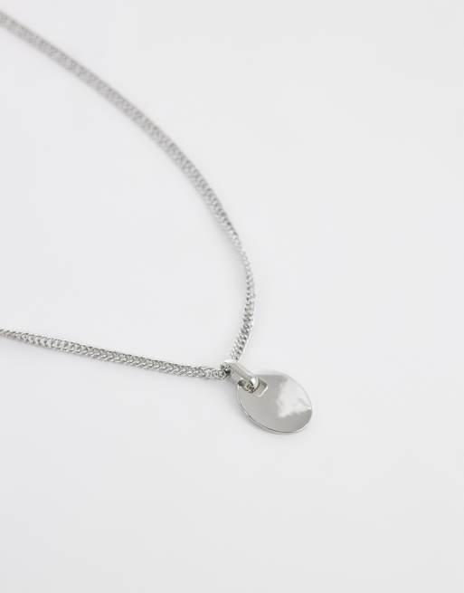 ASOS DESIGN 2 pack blue beaded and oval pendant necklaces in silver tone, 4 of 4