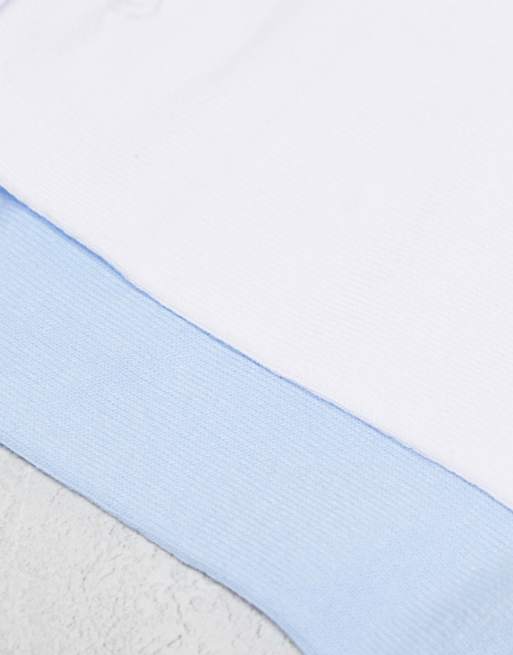 ASOS DESIGN 2 pack bow ankle socks in white and blue , 3 of 4