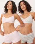 [ASOS DESIGN] ASOS DESIGN 2 pack boxer in floral print and pink pointelle-Multi L MULTI