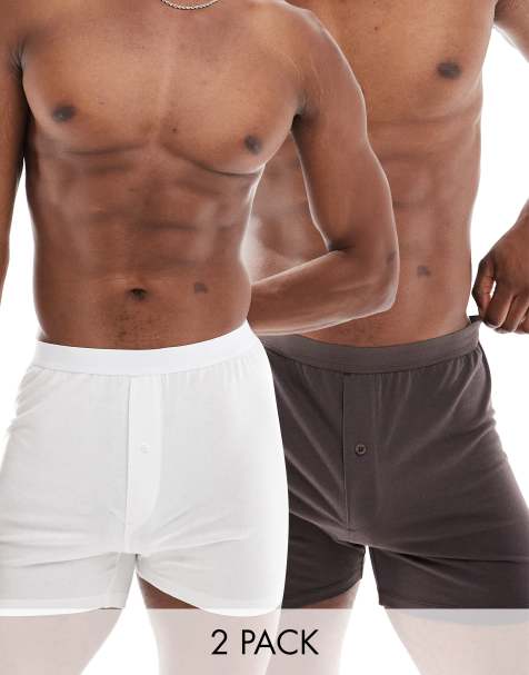ASOS DESIGN 2 pack boxers in brown and white - view 1