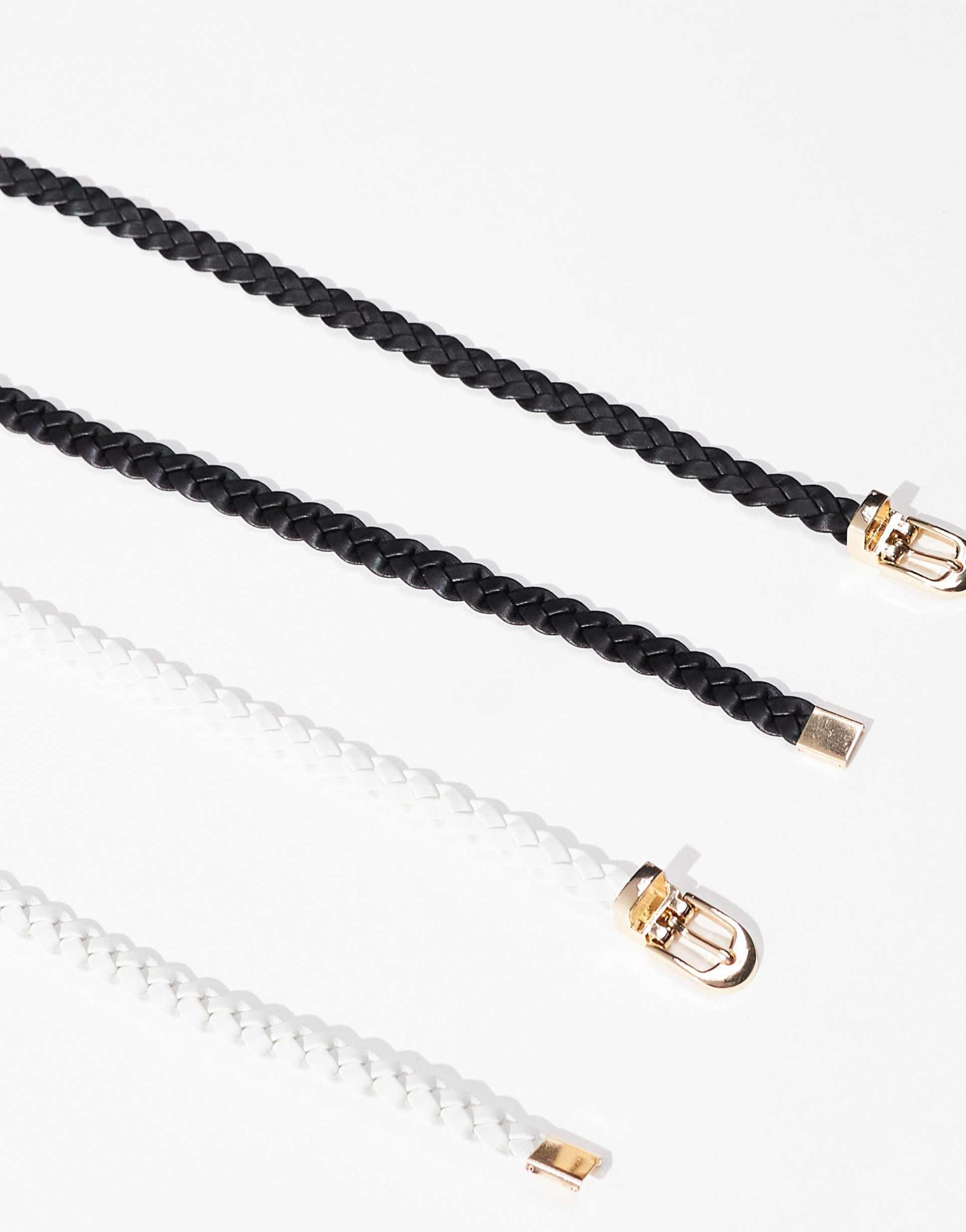 asos design 2-pack braided skinny waist and hip belt