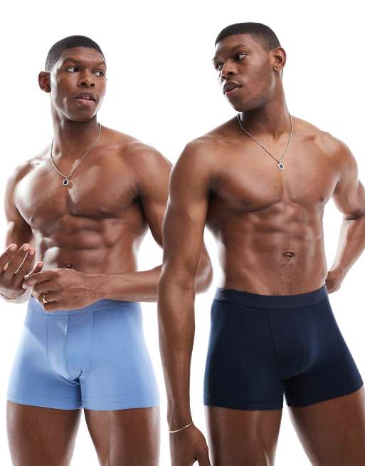 ASOS DESIGN 2 pack briefs in blue and navy 